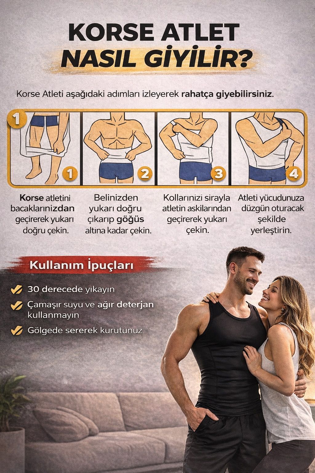Novrica Men's Elite Şekillendirici ve Toparlayıcı Korse Atlet